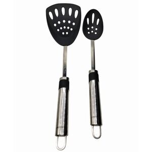 Anolon 2pc Nylon Slotted Spoon & Turner Set‎ Stainless Handle Nonstick Safe